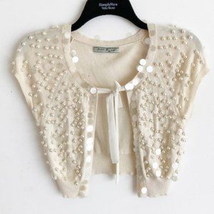 Allen B Vintage Cropped Beaded Sweater Sz Sm- Med